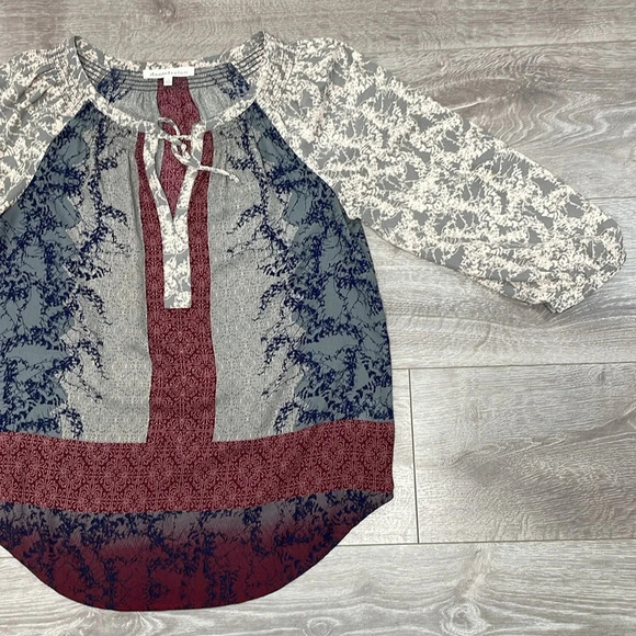 Daniel Rainn Split Neck Boho Shear Blouse M - Picture 7 of 16